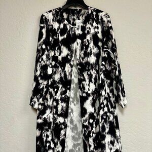 Natori Black and White Womens Long Dress Jacket. NWT